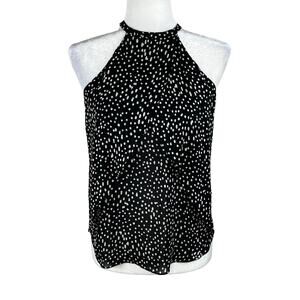 A.L.C. Iggy Black White Polka Dot Silk Georgette Layered Halter Top Blouse 4